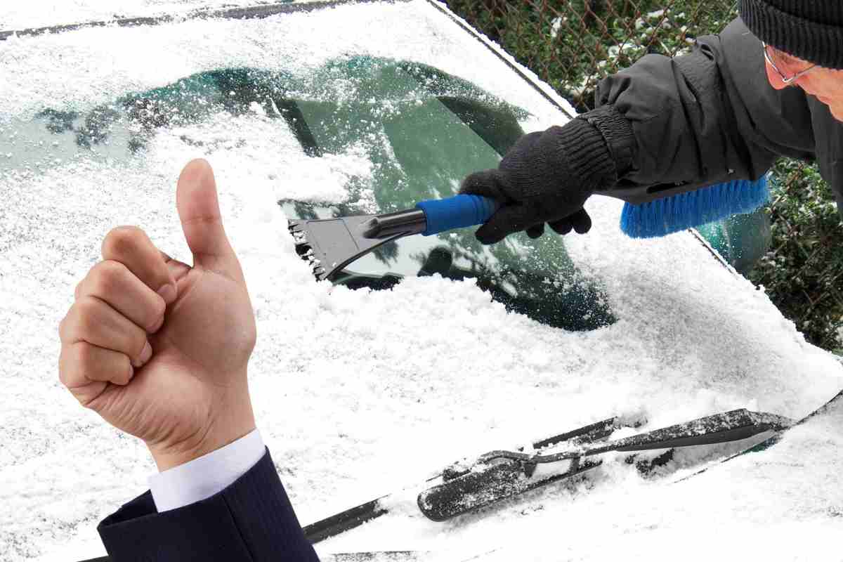 Ghiaccio vetri auto soluzione pollice su